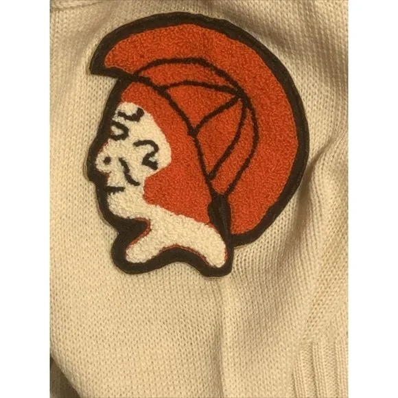 Vintage 1950s Letterman (57) Cream Varsity School Wool Sweater. Collector’s Item